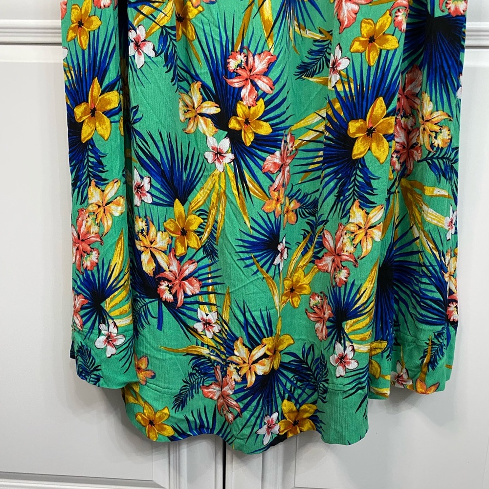 Lily Morgan Size 2X Sleeveless Maxi Dress in a Green Tropical Print Summer Sun - Picture 6 of 7